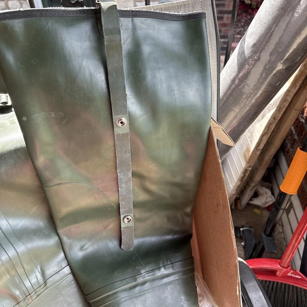 American Camper Vulcanized Fully Lined GreenRubber Hip Waders Mens 5 Steel Shank